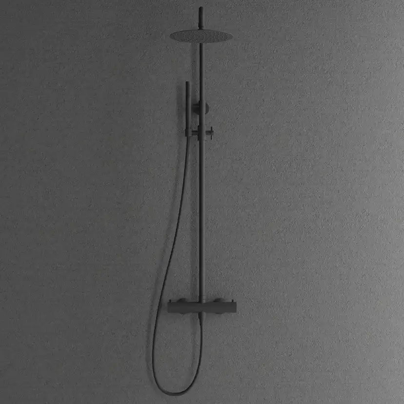 Blandarpaket Scandtap Takduschset Steel Pleasure 2 med Tvättställsblandare Voyage Coal