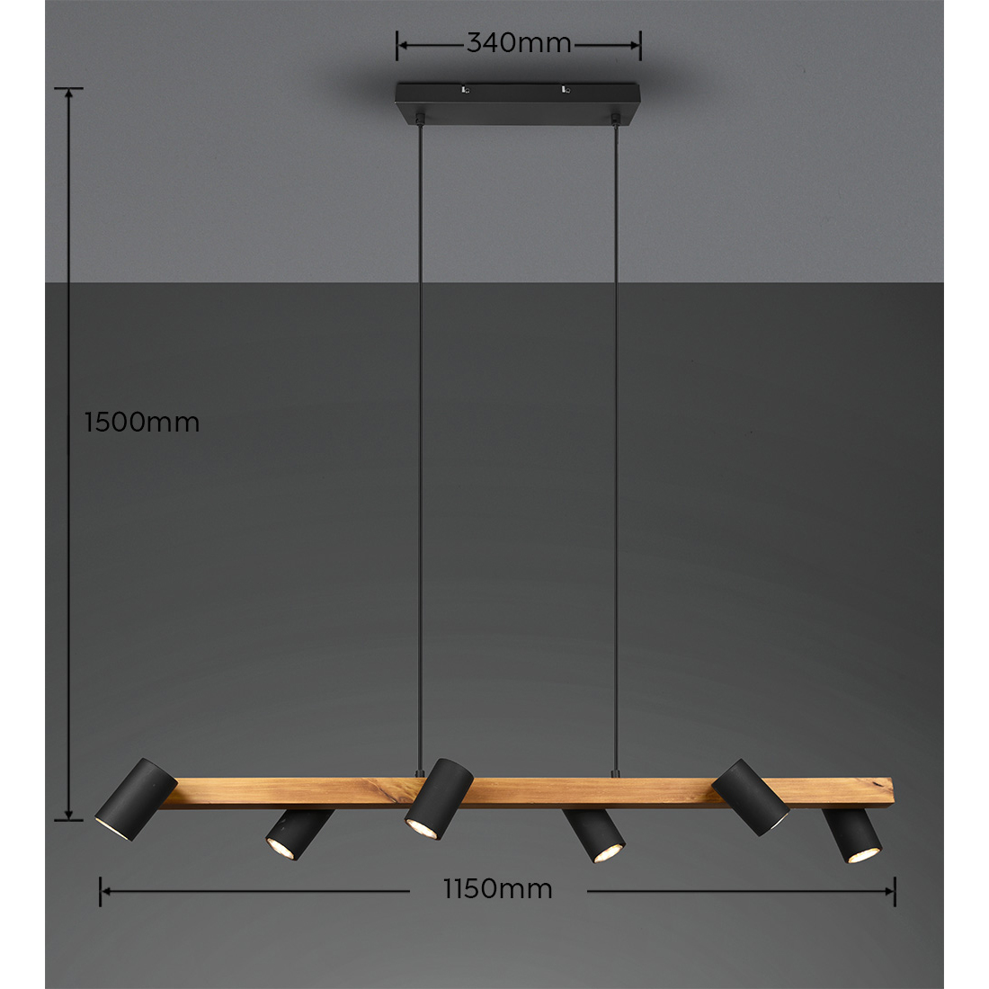 Taklampa Trio Marley 6L 115 cm GU10