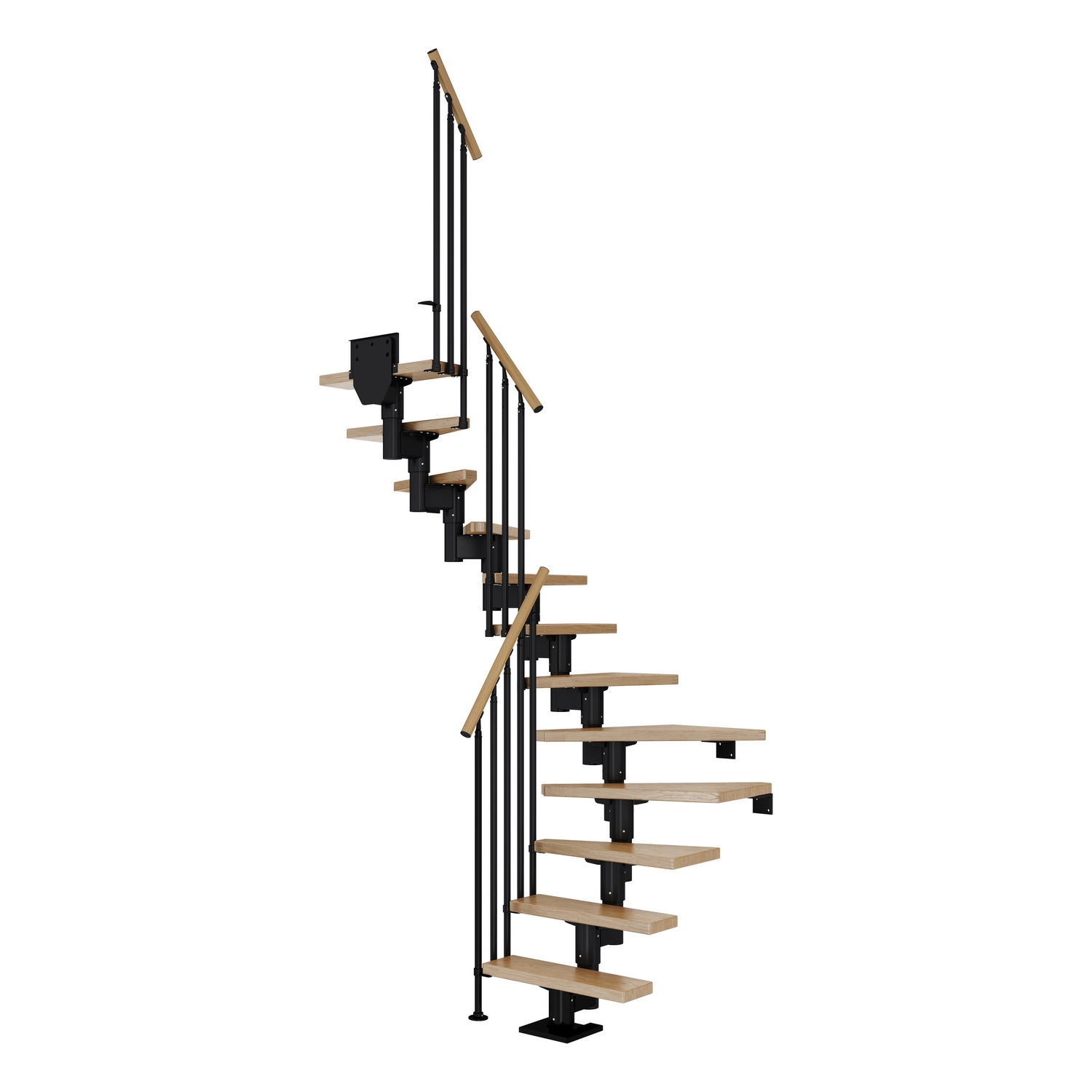 DUBLIN ek steg 1/2 svängd svart CLASSIC III räcke 12T 71cm Svart, LxB: 1420x710 mm