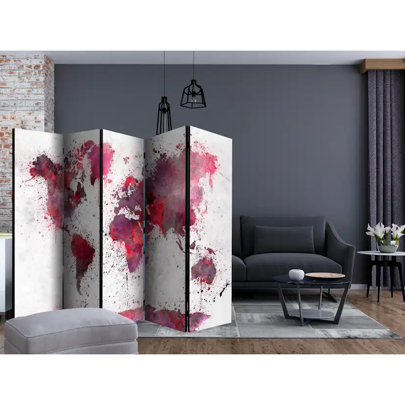 Rumsavdelare Arkiio World Map Red Watercolors II 225x172 cm