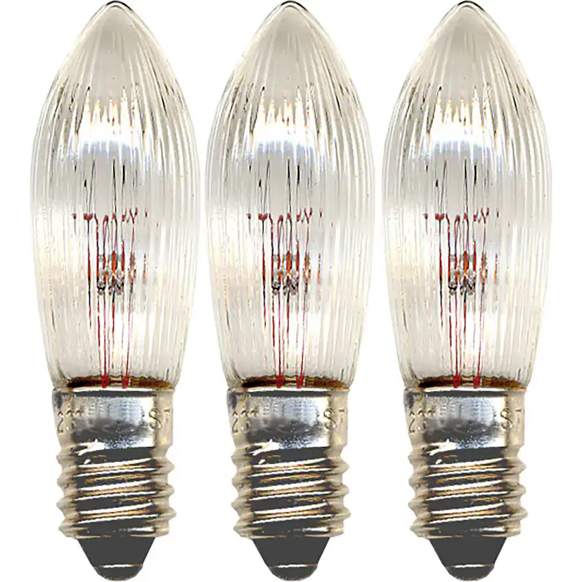 LED-lampor Star Trading Reservlampa E10 12V 2,4W Räfflad 3-pack Transparent