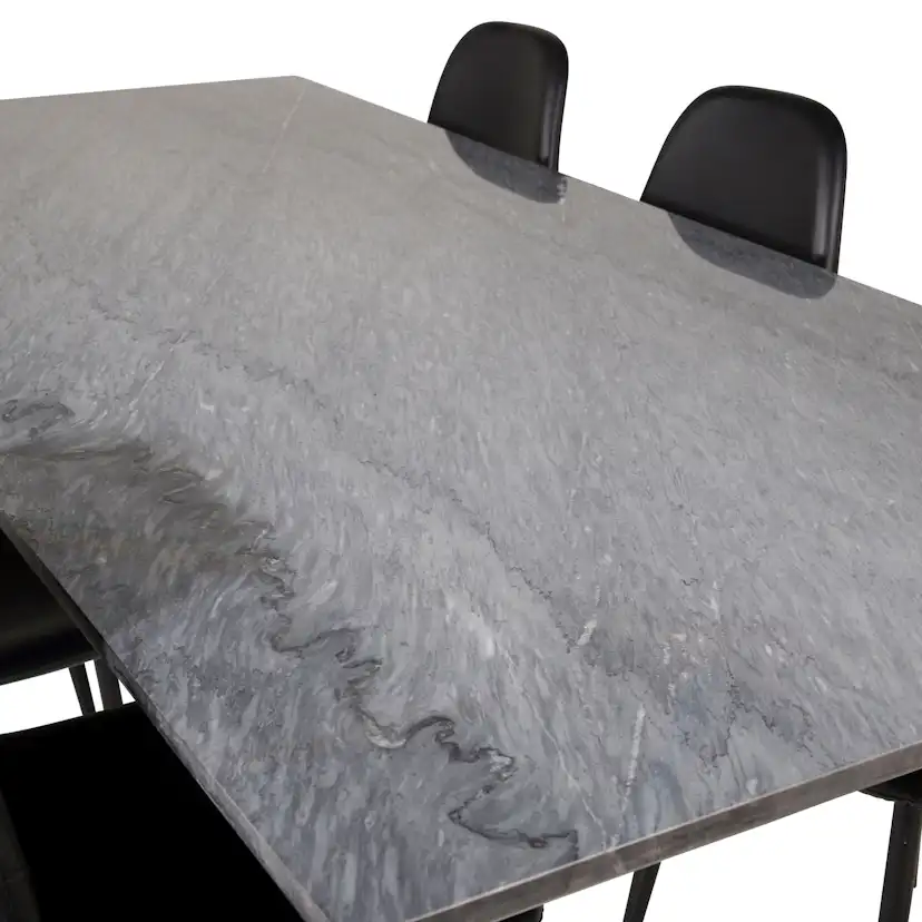 Matgrupp Venture Home Estelle 200 med 6 Pobbie Stolar Konstläder