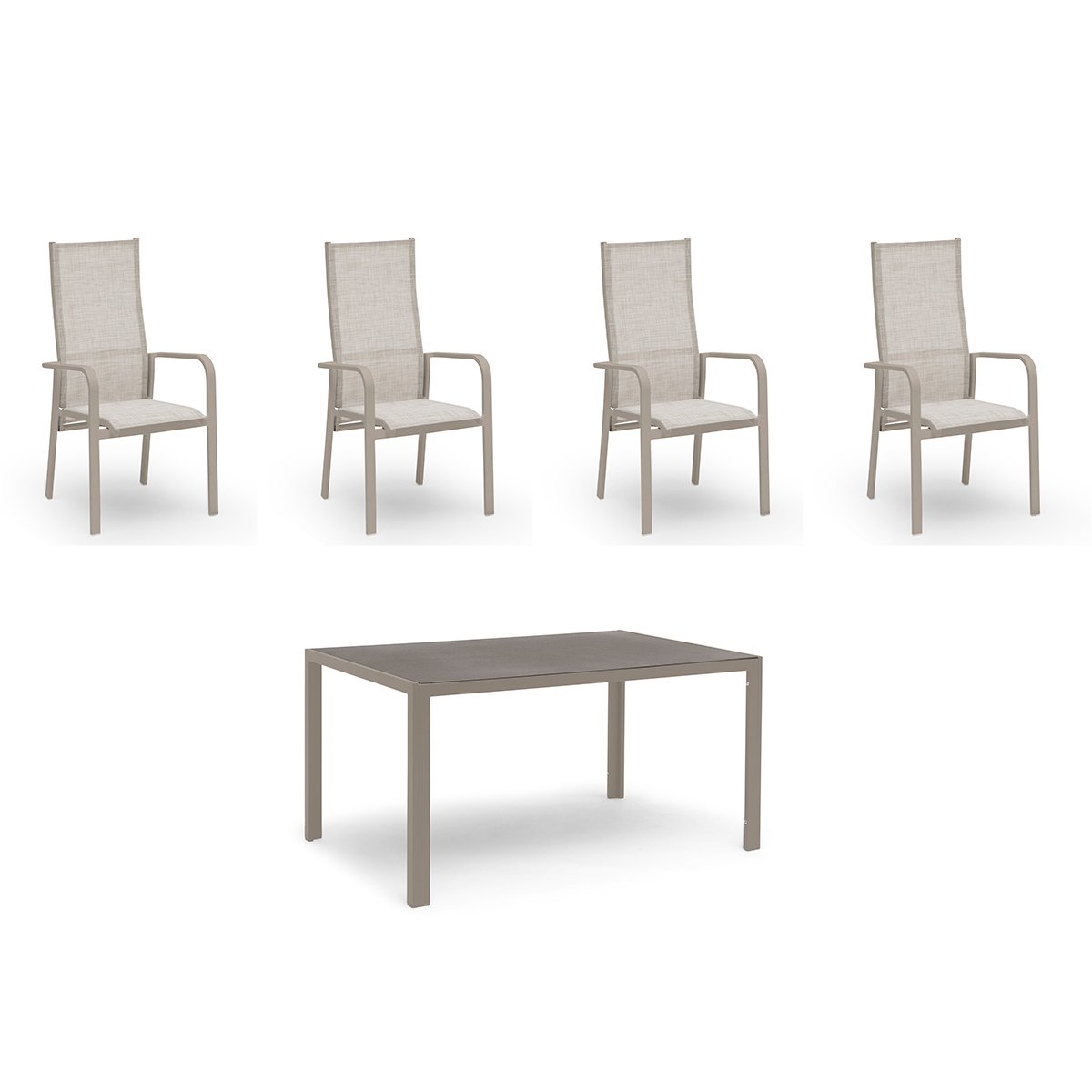 Matgrupp Utomhus Hillerstorp Hånger 4st Positionsfåtöljer med Trädgårdsbord 90x140 cm