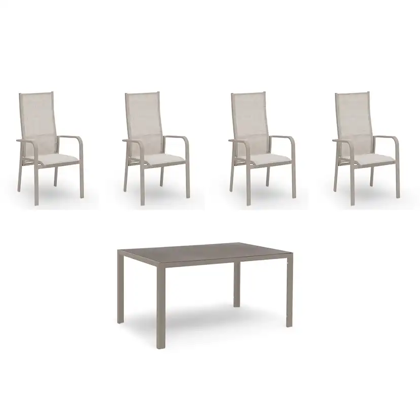 Matgrupp Utomhus Hillerstorp Hånger 4st Positionsfåtöljer med Trädgårdsbord 90x140 cm