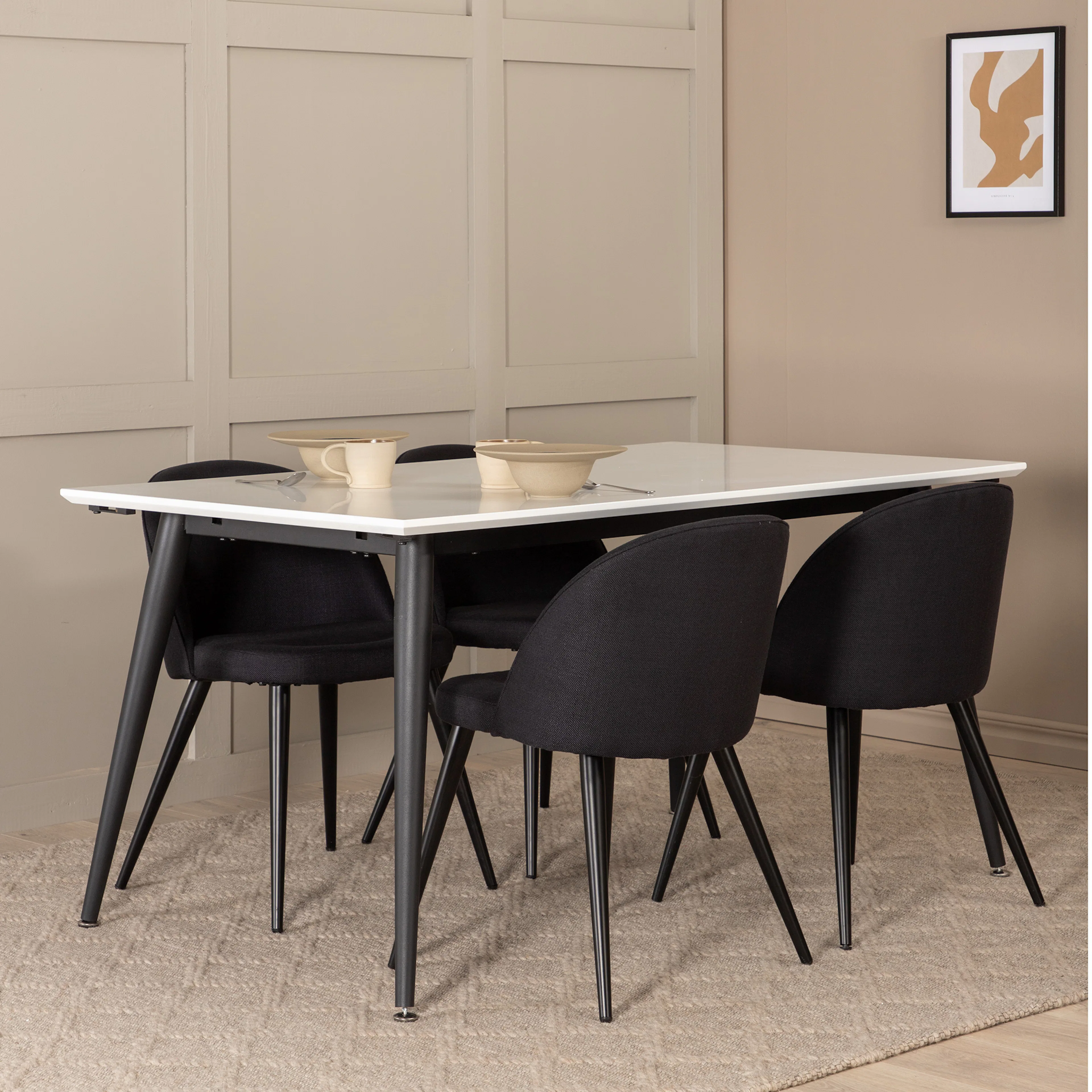 Jimmy Dining Table - Black / White HPL+Velvet Dining Chiar - Svart