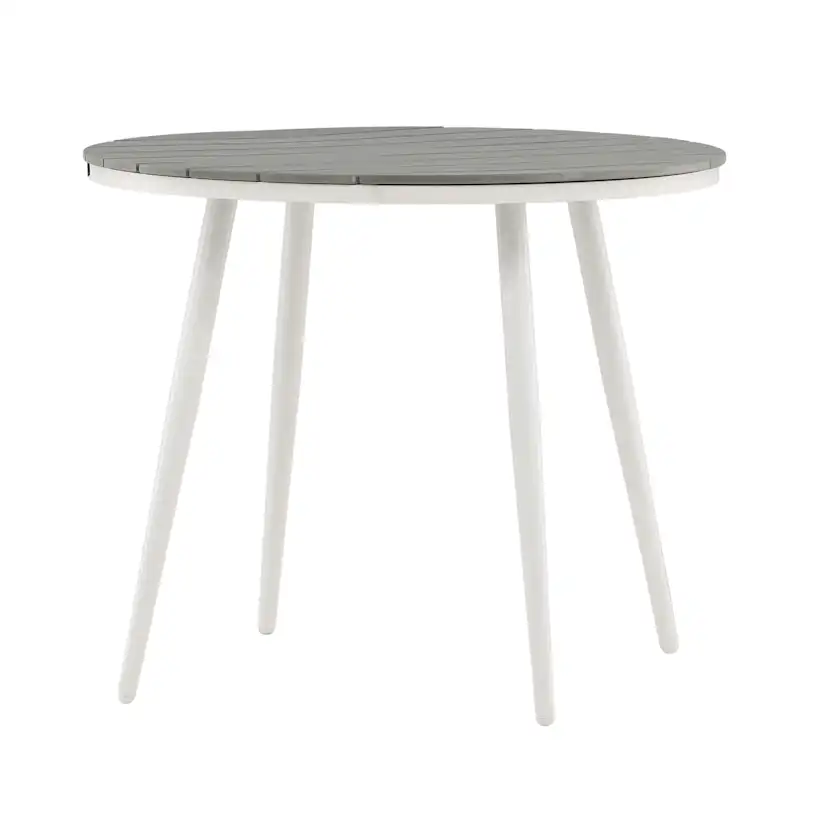 Break - Dining Table Round- White / Grey - Alu / Aintwood - Grå