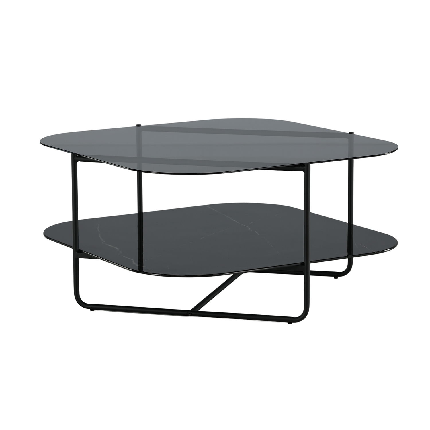 un-line Sofa Table - Black / Smoked Glass / black Glass Marb Svart/Svart