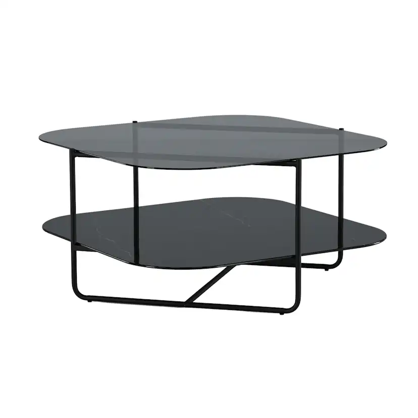 un-line Sofa Table - Black / Smoked Glass / black Glass Marb Svart/Svart