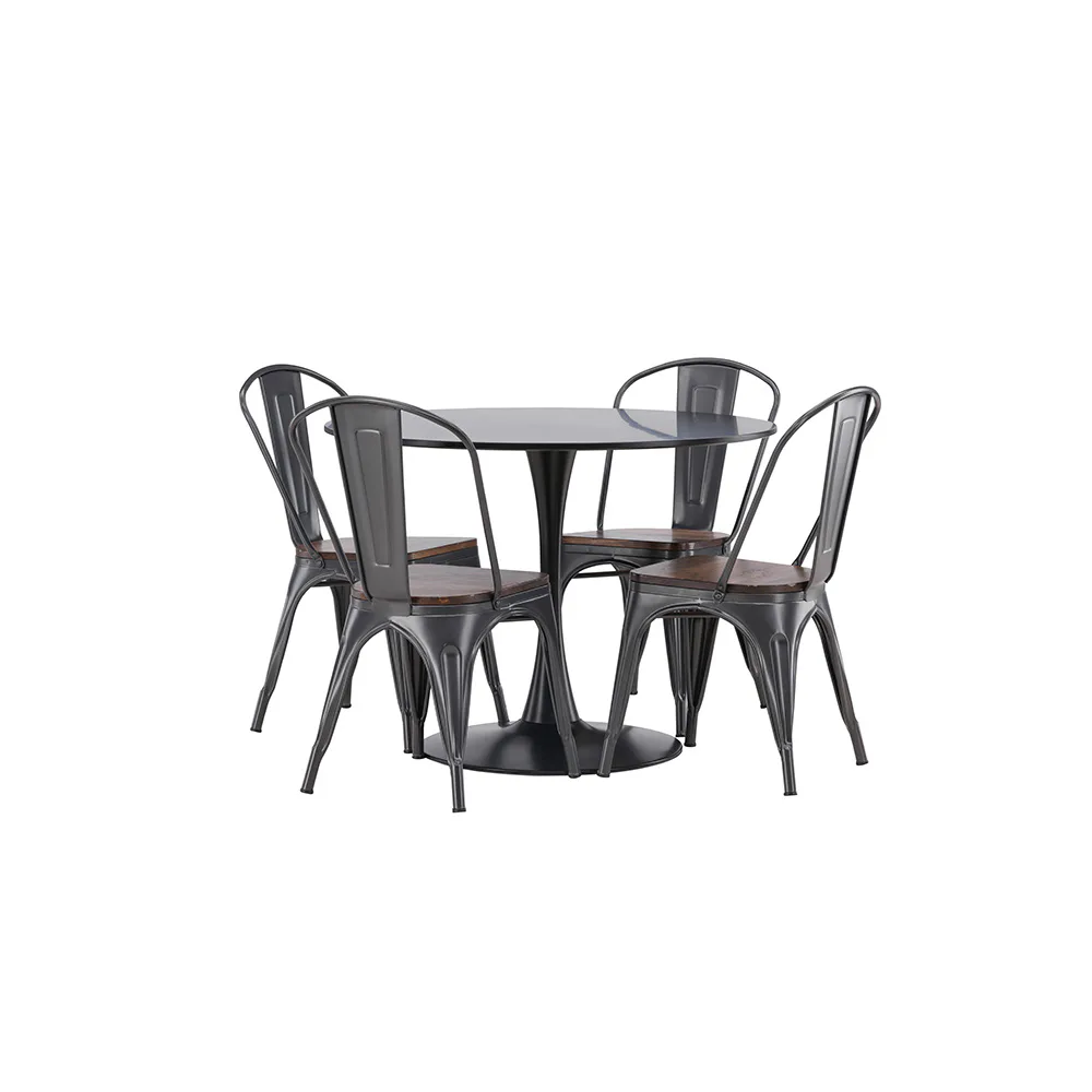 Matgrupp Venture Home Glade Ø 100 cm med 4 Tempe Stolar