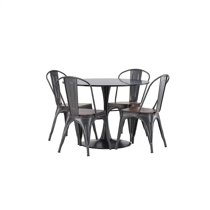 Matgrupp Venture Home Glade Ø 100 cm med 4 Tempe Stolar