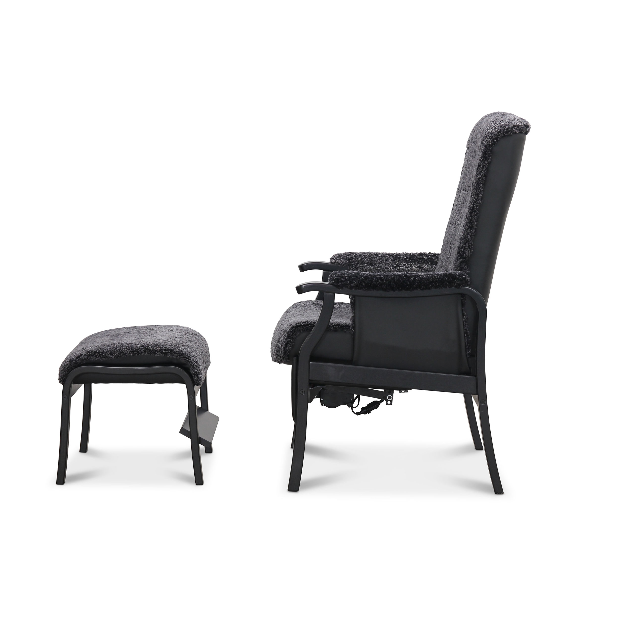 Fåtölj Hagagruppen Bergen Fårskinn El-lift med Fotpall