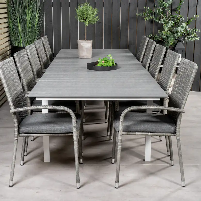 Levels Dining Table 224/324*100 - White Alu / Grey Aintwood Vit/Grå
