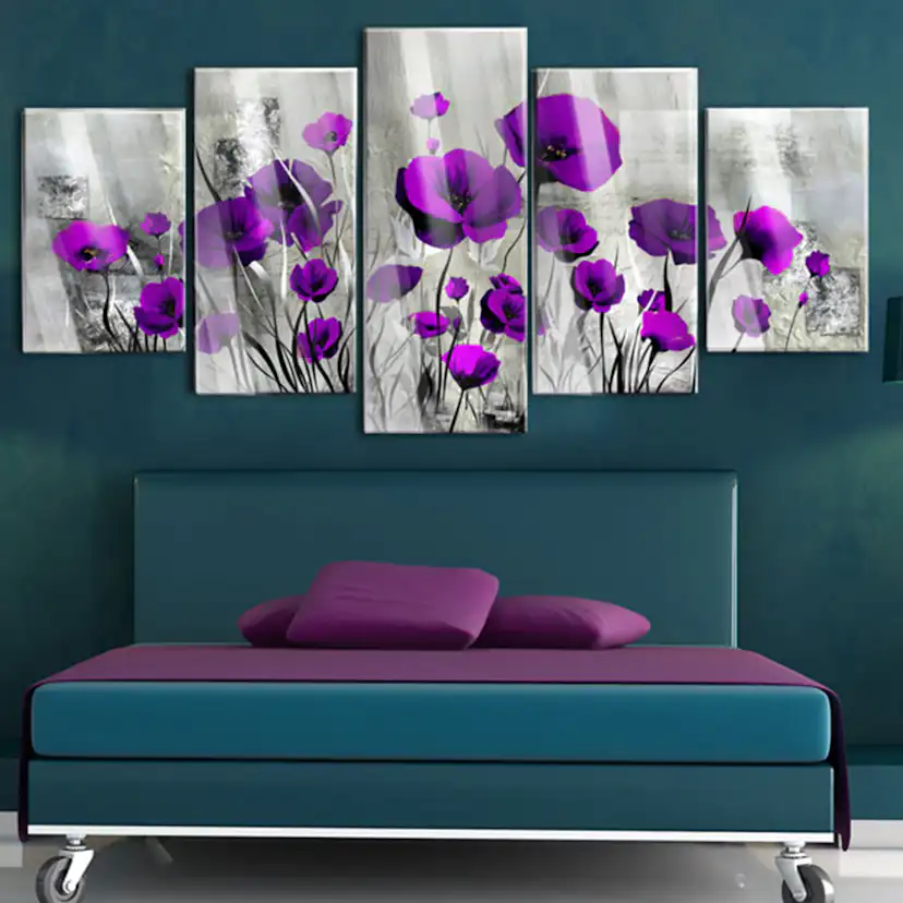 Akrylglastavla Arkiio Meadow: Purple Poppies