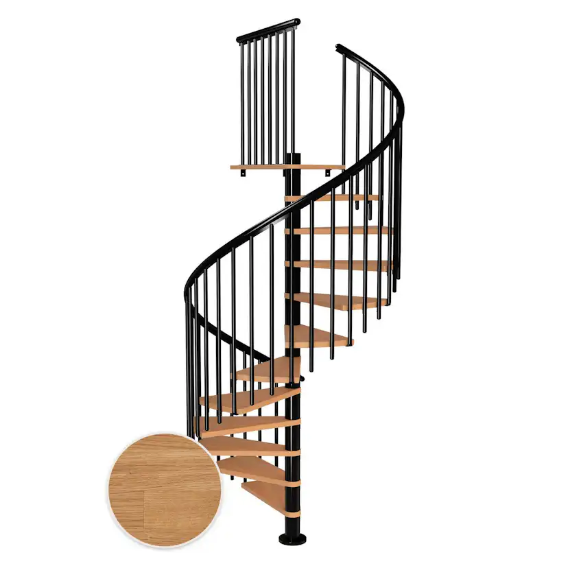 MONTREAL spiral ek oljad svart CLASSIC4 11T Ø160 Svart, D: 1600 mm, Golv till golv höjd: 2500-2860 mm, 11+1 steg