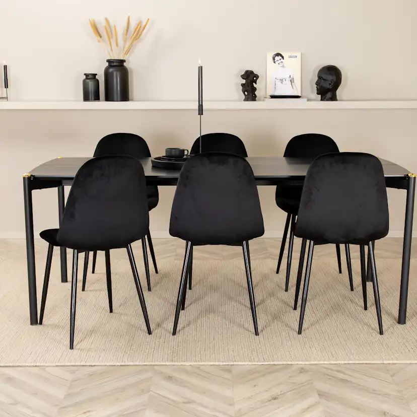 Matgrupp Venture Home Paris med 6 Pobbie Stolar Svart