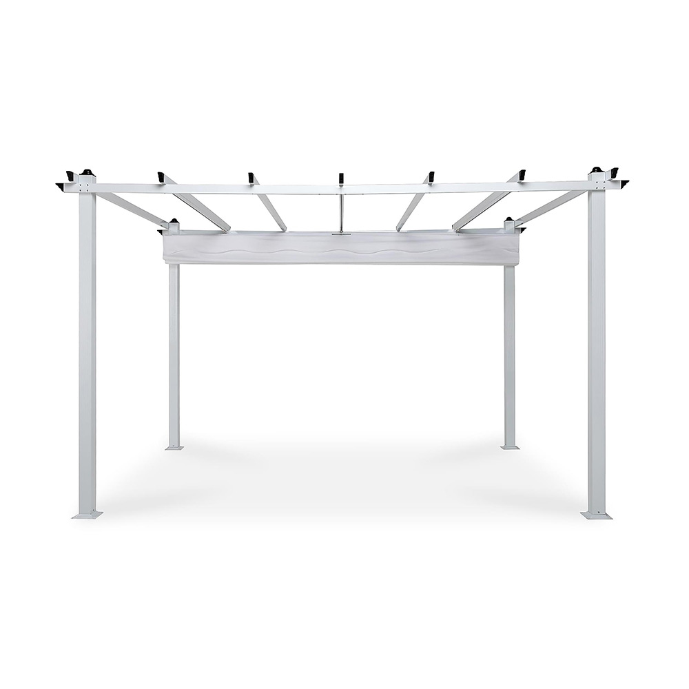 Pergola med Hopfällbart Tak Vit
