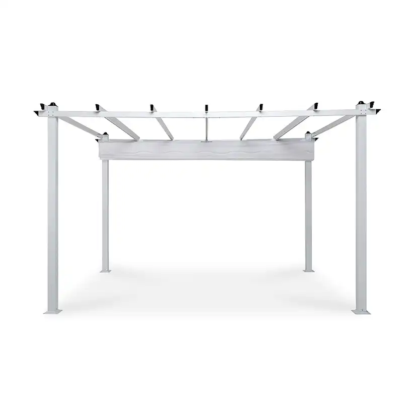 Pergola med Hopfällbart Tak Vit