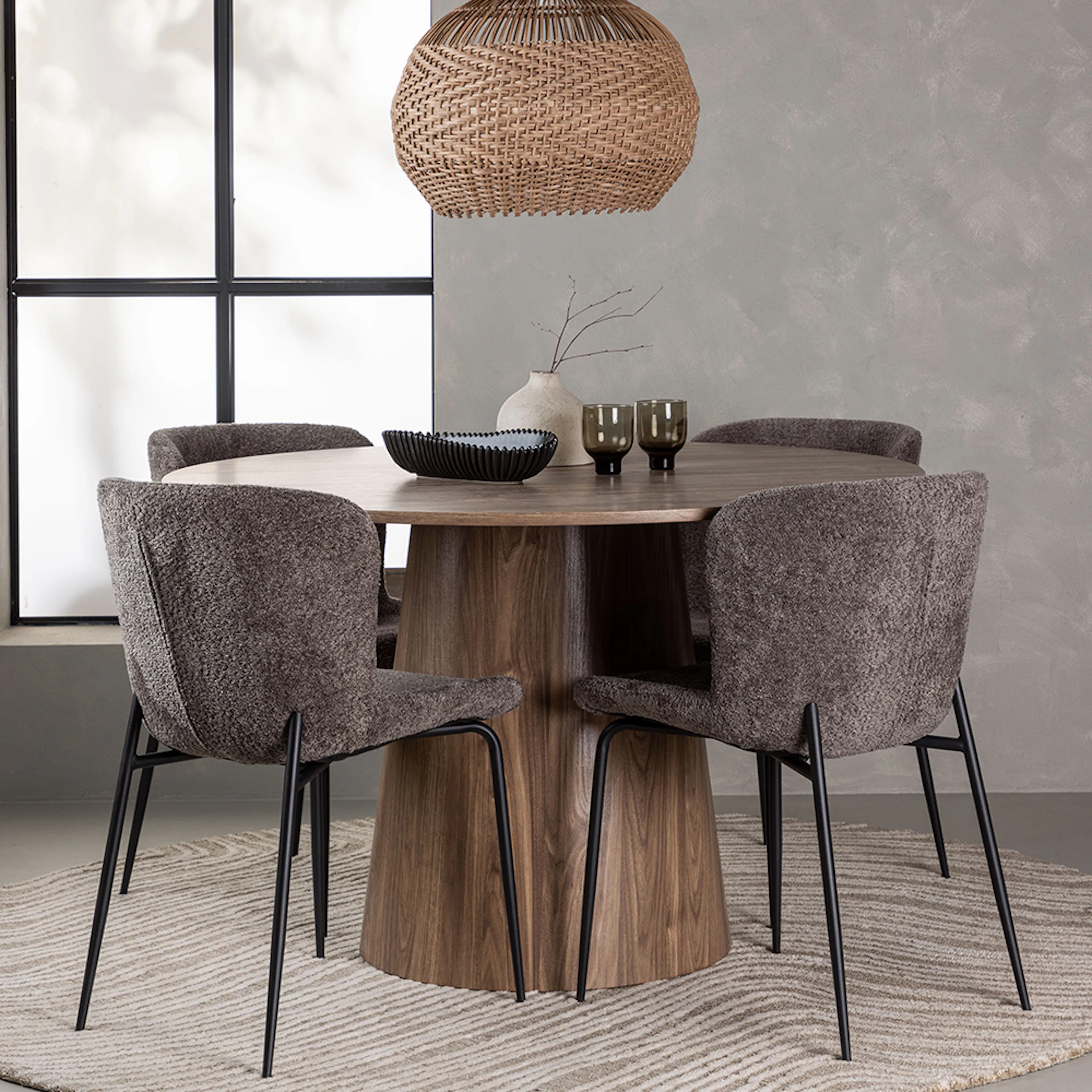 Matgrupp Venture Home Lanzo Ø120 cm med 4 st Modesto stolar Natur