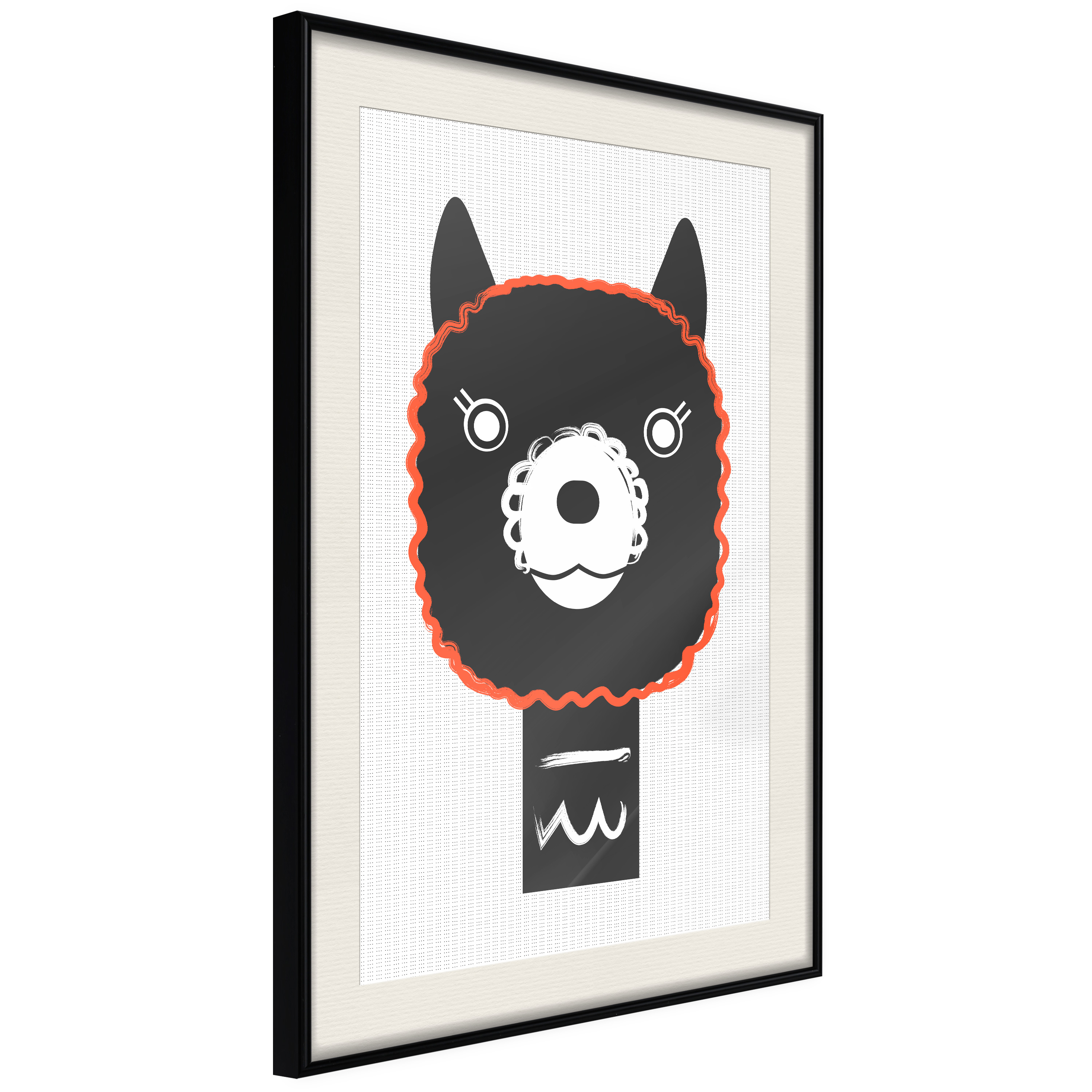 Affisch - Decorative Alpaca [Poster] 40x60 Svart ram med passepartout, 40x60 cm