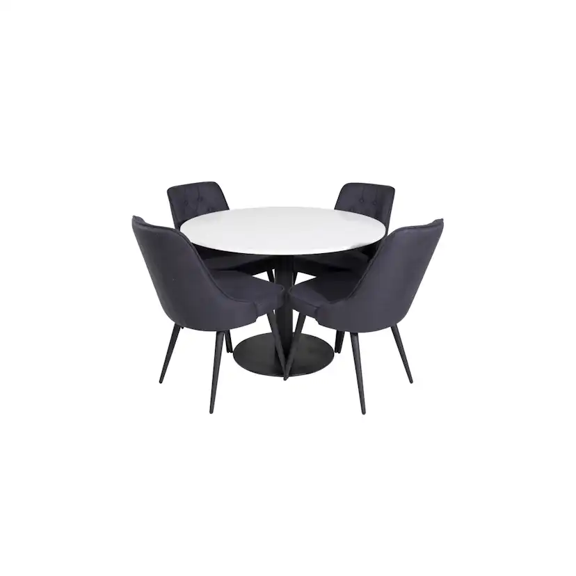 Matgrupp Venture Home Roxanna med 4 Vera Stolar Polyestertyg Runt