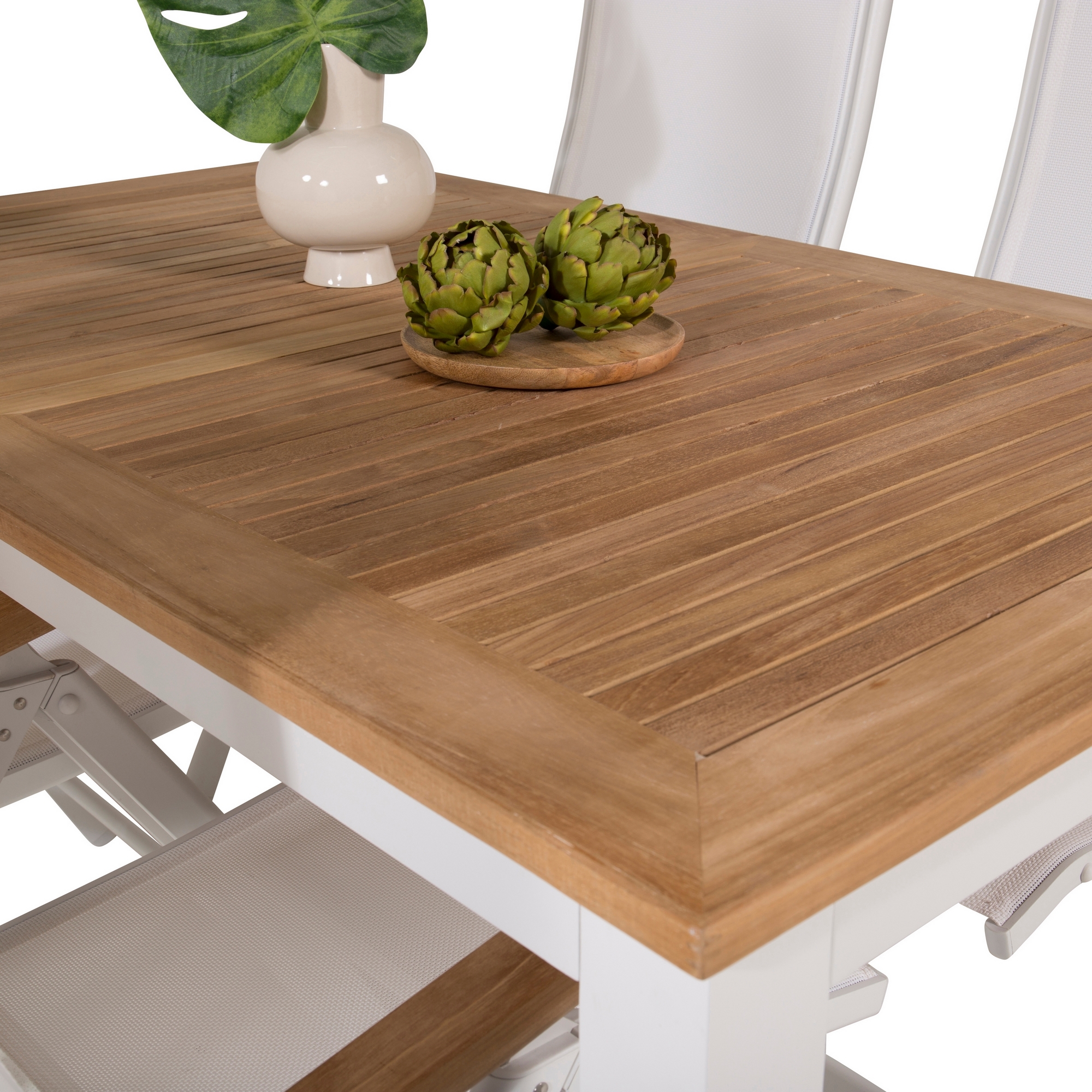 Panama Dining Table 152/210*90 - White Alu / Teak+Panama Cha Blanka Ben