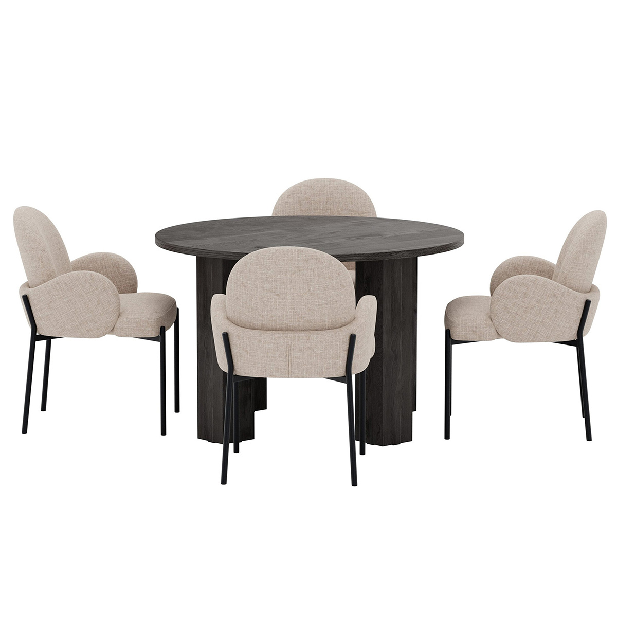 Matgrupp Venture Home Juno  Ø120 cm med 4st Blom Stolar