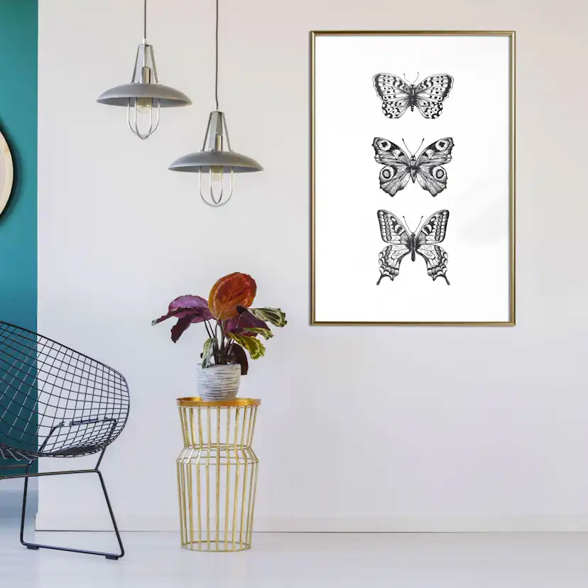 Poster Artgeist Affisch Three Butterflies