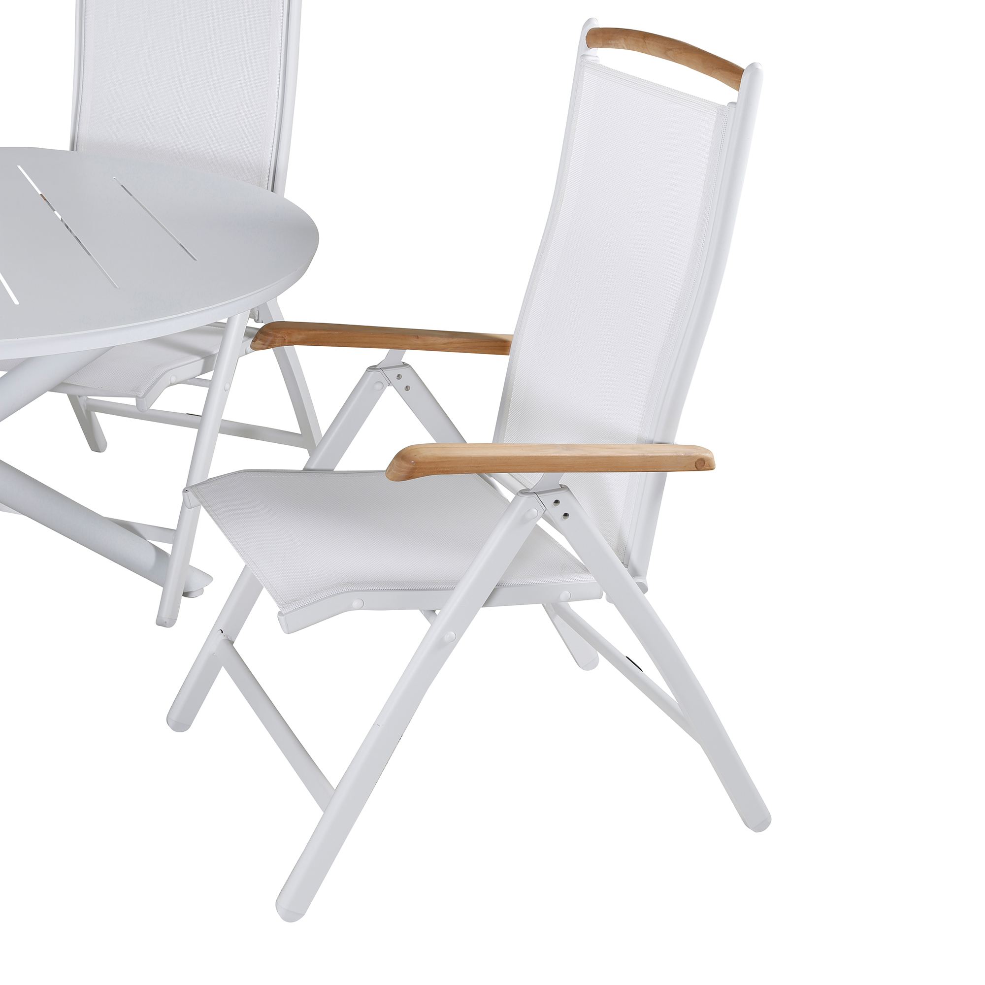 Alma Dining Table - White Alu - ø120cm+Panama 5:pos Chair - Vit