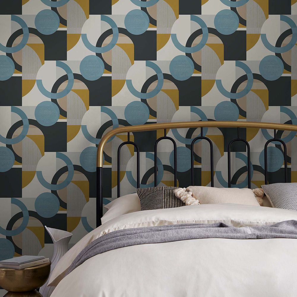 Tapet NEXT Retro Shapes Geo Blues