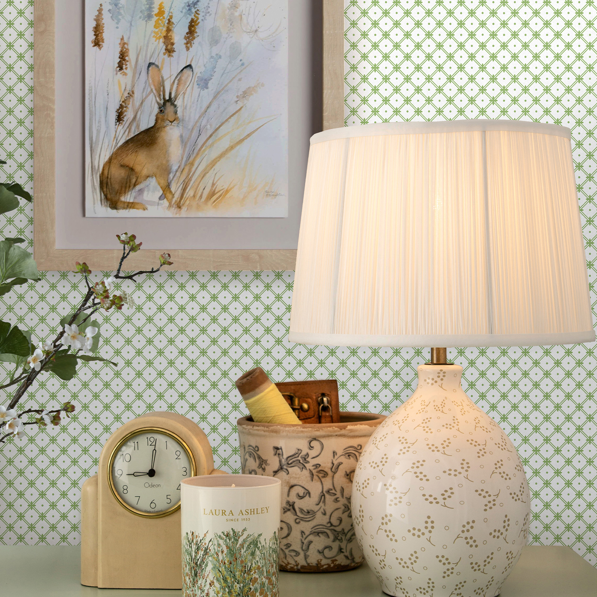 Tapet Laura Ashley Wickerwork Leaf Grön 119848