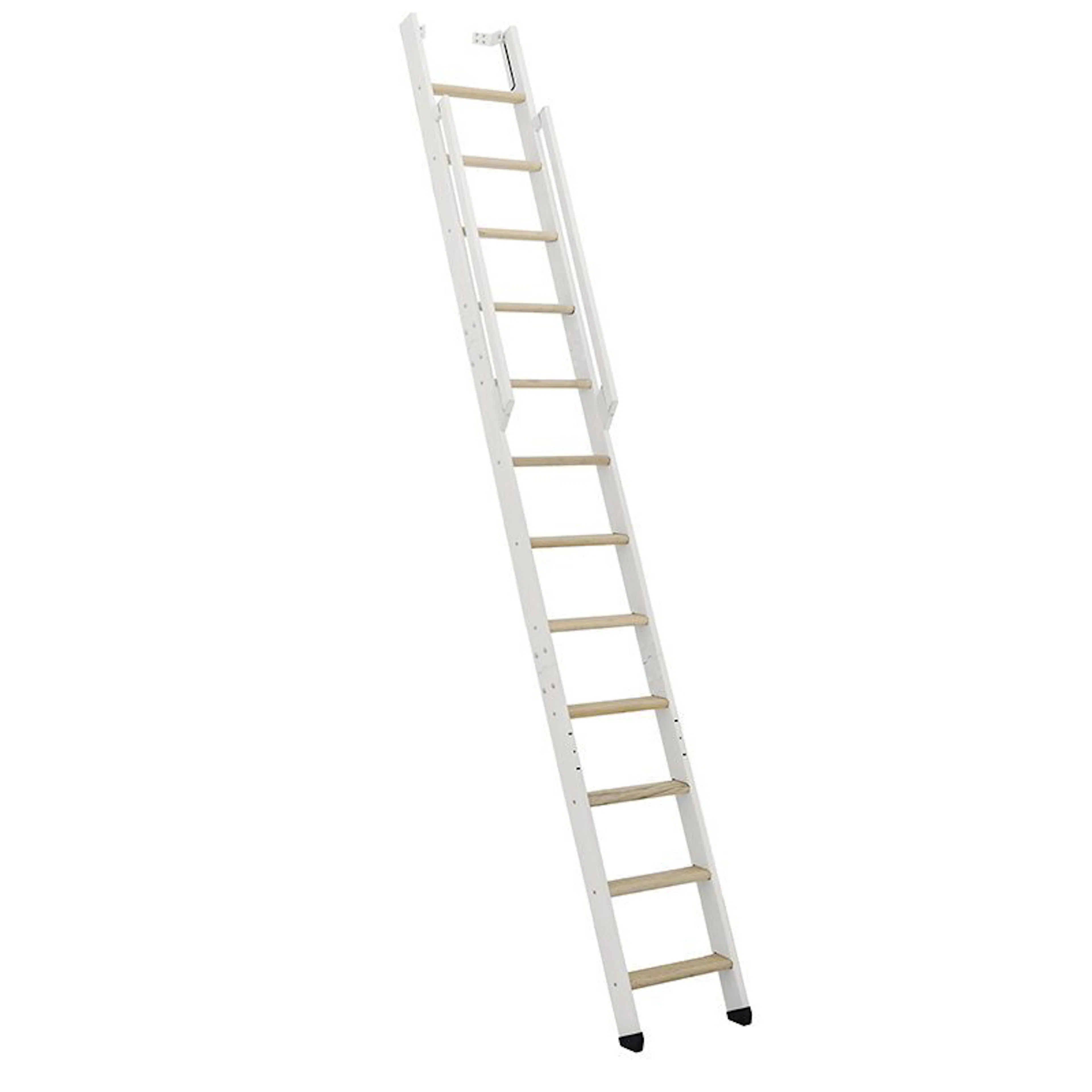 Strong ihopskjutbar lofttrappa 10 steg Vit, 10 steg