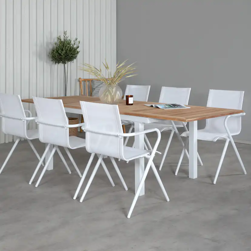 Matgrupp Utomhus Venture Home Pave med 6 Act Trädgårdsstolar L: 160 cm