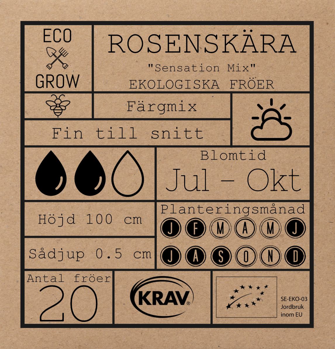 Fröpåse Eco Grow Rosenskära Mix Cosmos Bipinnatus