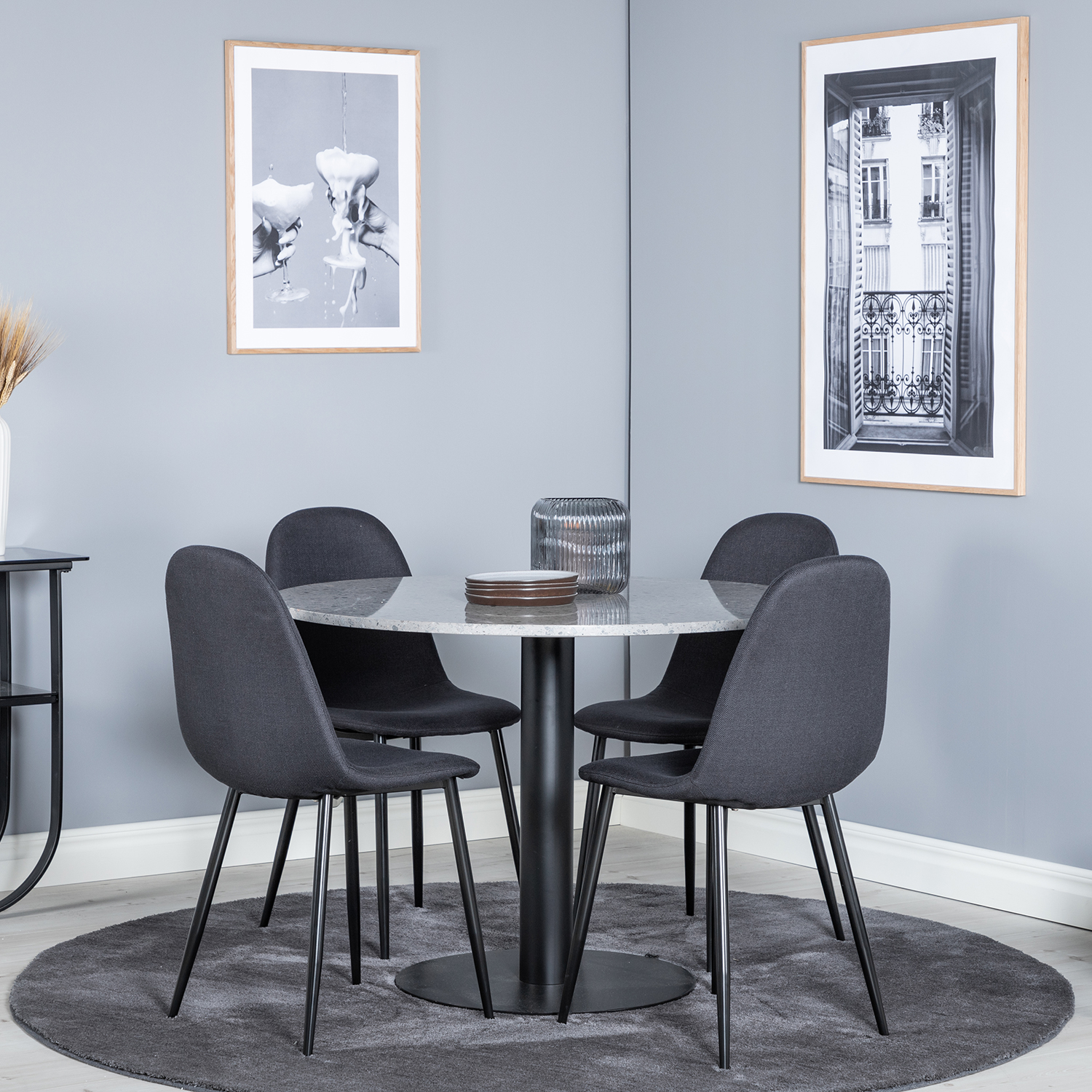 Matgrupp Venture Home Roxanna med 4 Pobbie Stolar Polyestertyg Runt