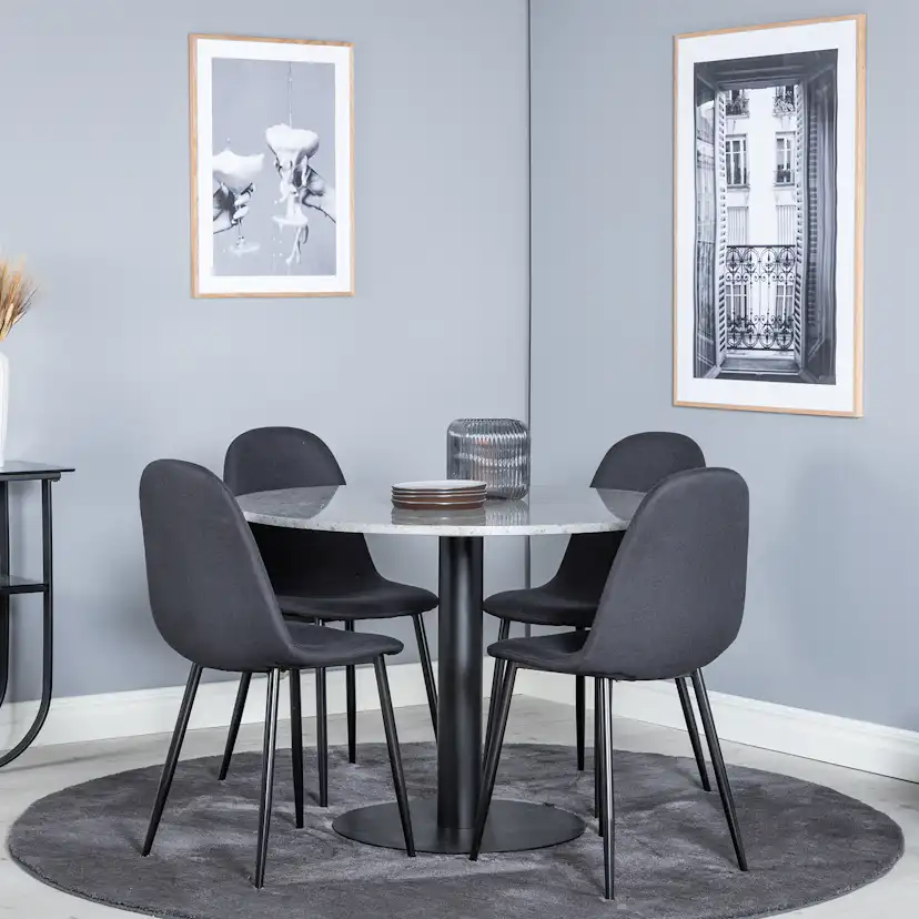 Matgrupp Venture Home Roxanna med 4 Pobbie Stolar Polyestertyg Runt