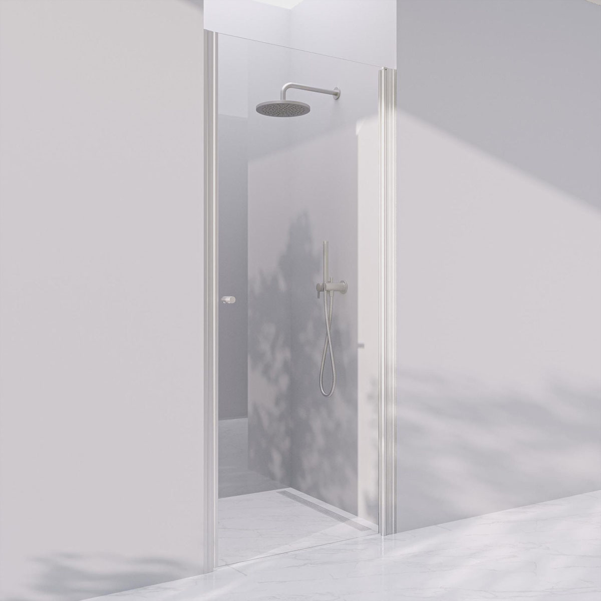 Invitrea Prime PN2/Vänsterhängd/80/Silvermatt/Fingergreppskn Glastyp: Järnfattigt Frostat Glas, Handtag: Silvermatt Fingergreppsknopp, Profil: Silvermatt, Hängning: Vänsterhängd, Bredd: 800 mm