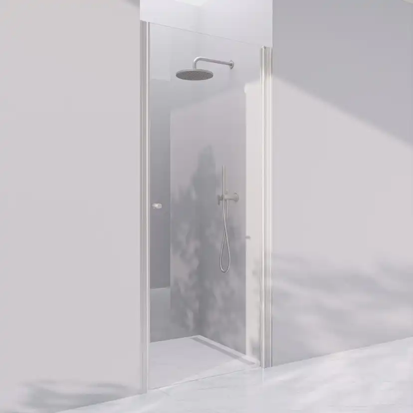 Invitrea Prime PN2/Vänsterhängd/80/Silvermatt/Fingergreppskn Glastyp: Järnfattigt Frostat Glas, Handtag: Silvermatt Fingergreppsknopp, Profil: Silvermatt, Hängning: Vänsterhängd, Bredd: 800 mm