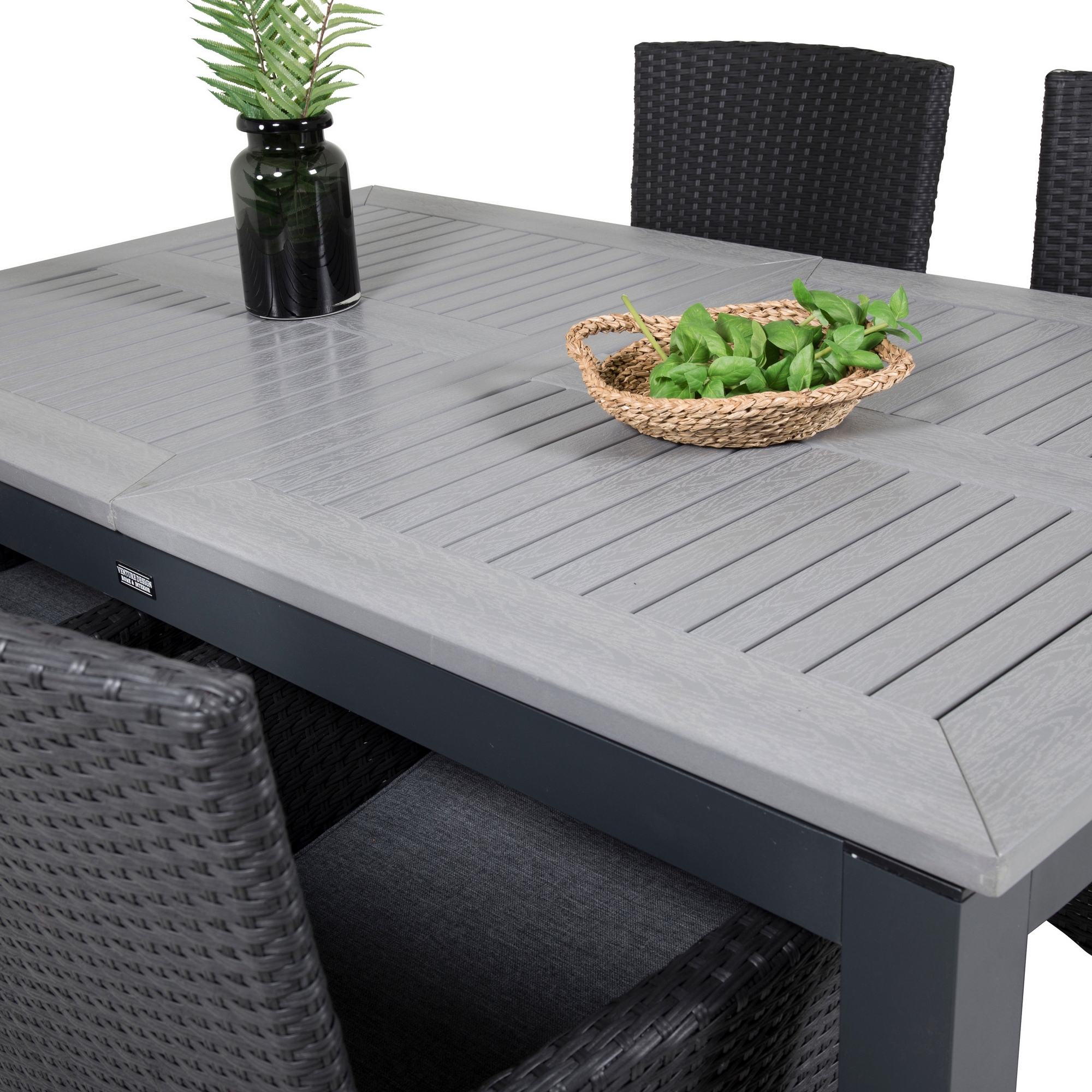 Albany Dining Table 160/240*100 - Svart Alu / Grey Aintwood+ Svart/Grå