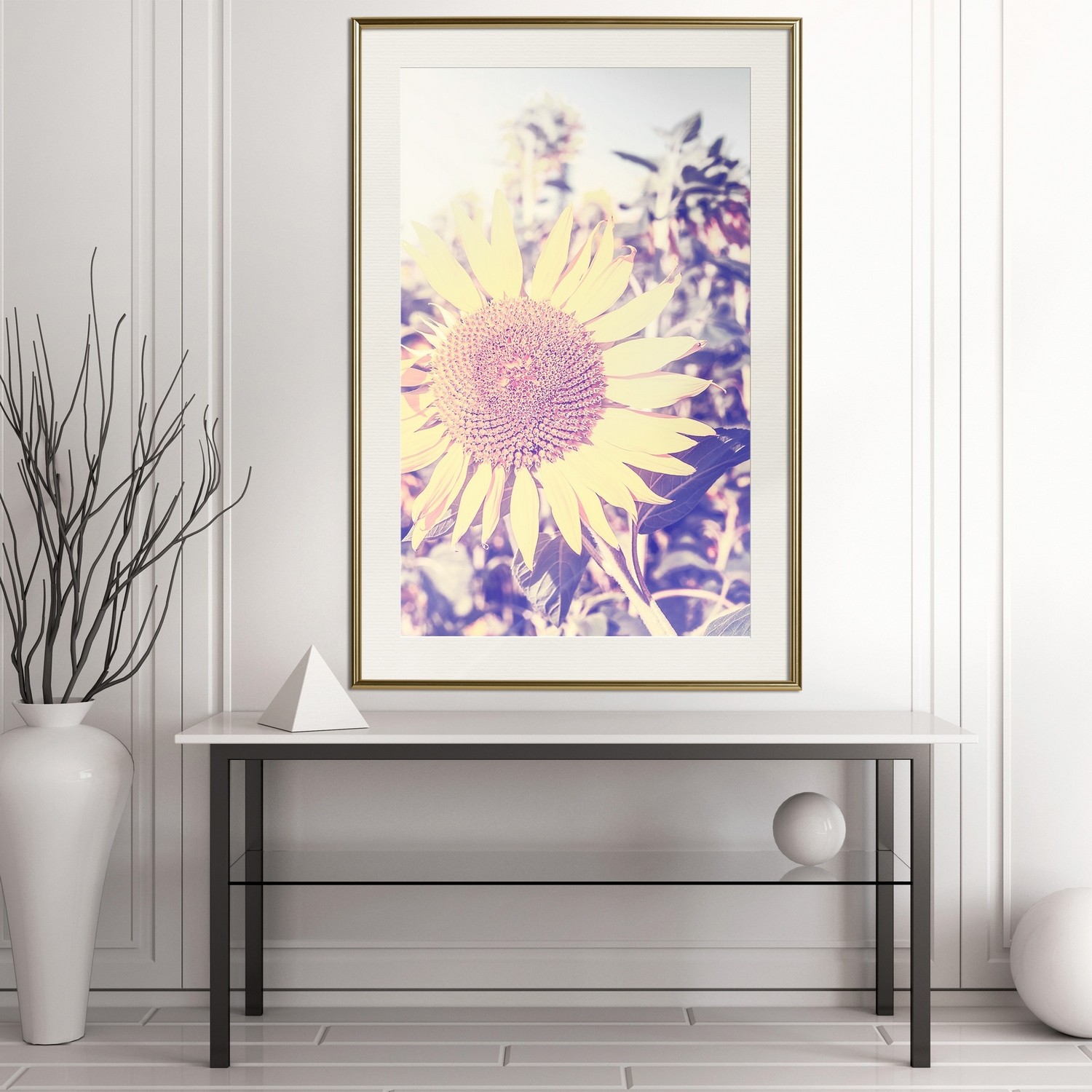 Affisch - Sunflower [Poster] 30x45 Guld ram med passepartout, 30x45 cm