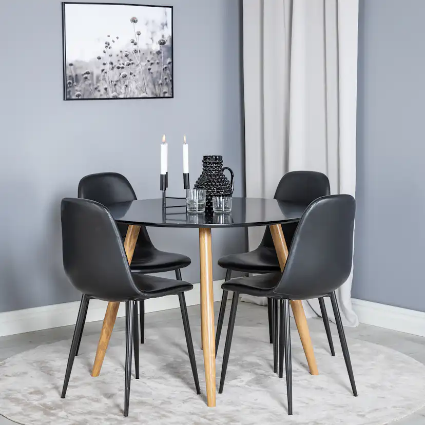 Matgrupp Venture Home Plake med 4 Pobbie Stolar Konstläder Runt