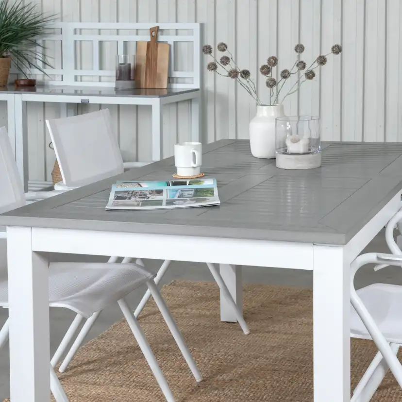 Matgrupp Venture Home Aleyna 152 Vit med 4 Aspen Matstolar