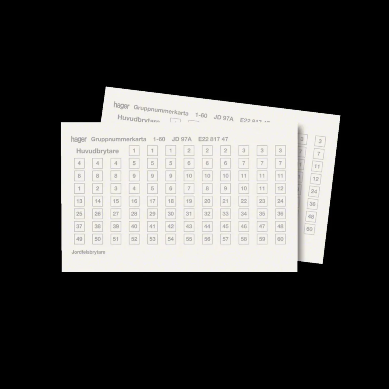 Gruppnummerkarta Hager Självklistrande