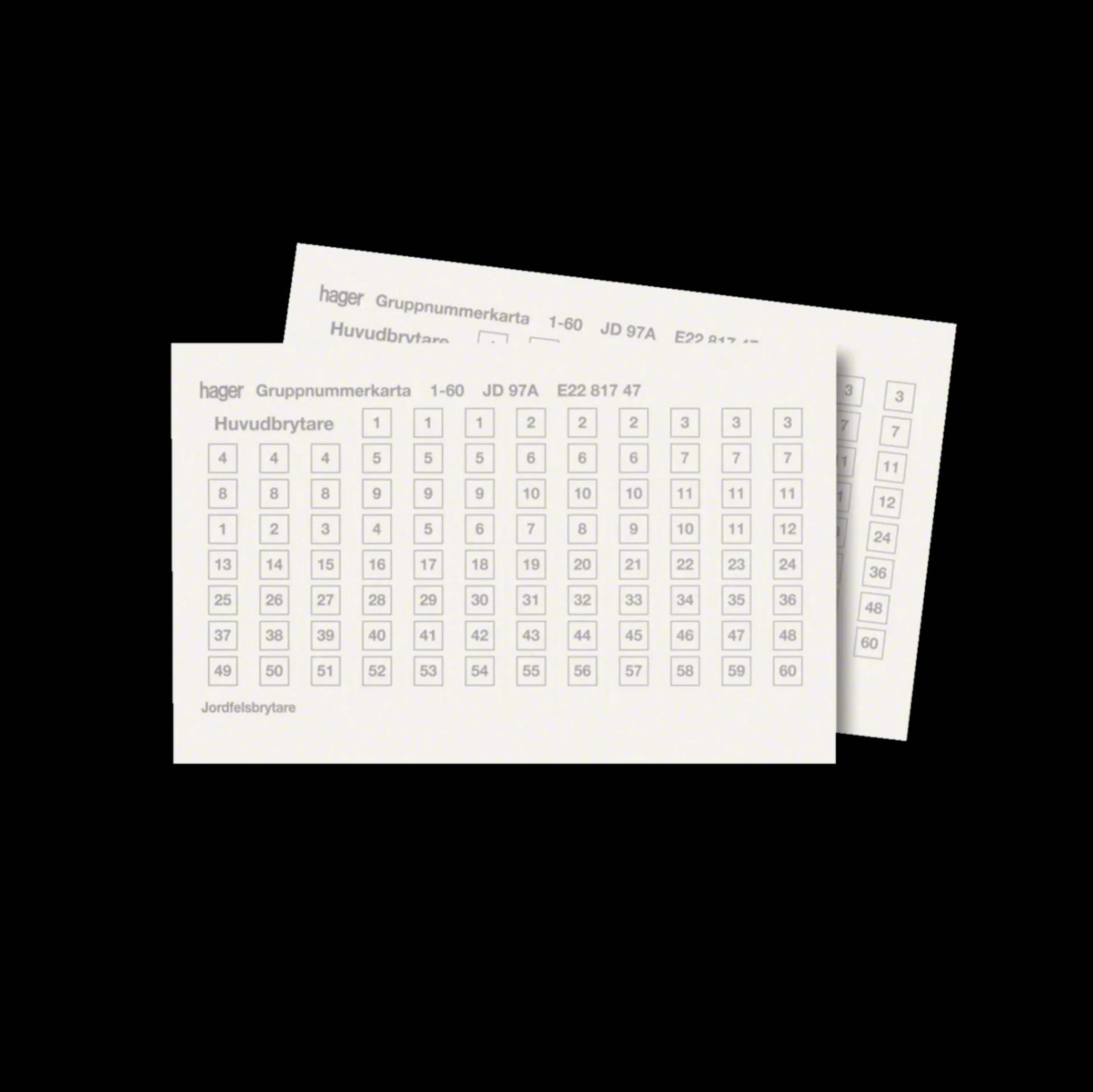 Gruppnummerkarta Hager Självklistrande