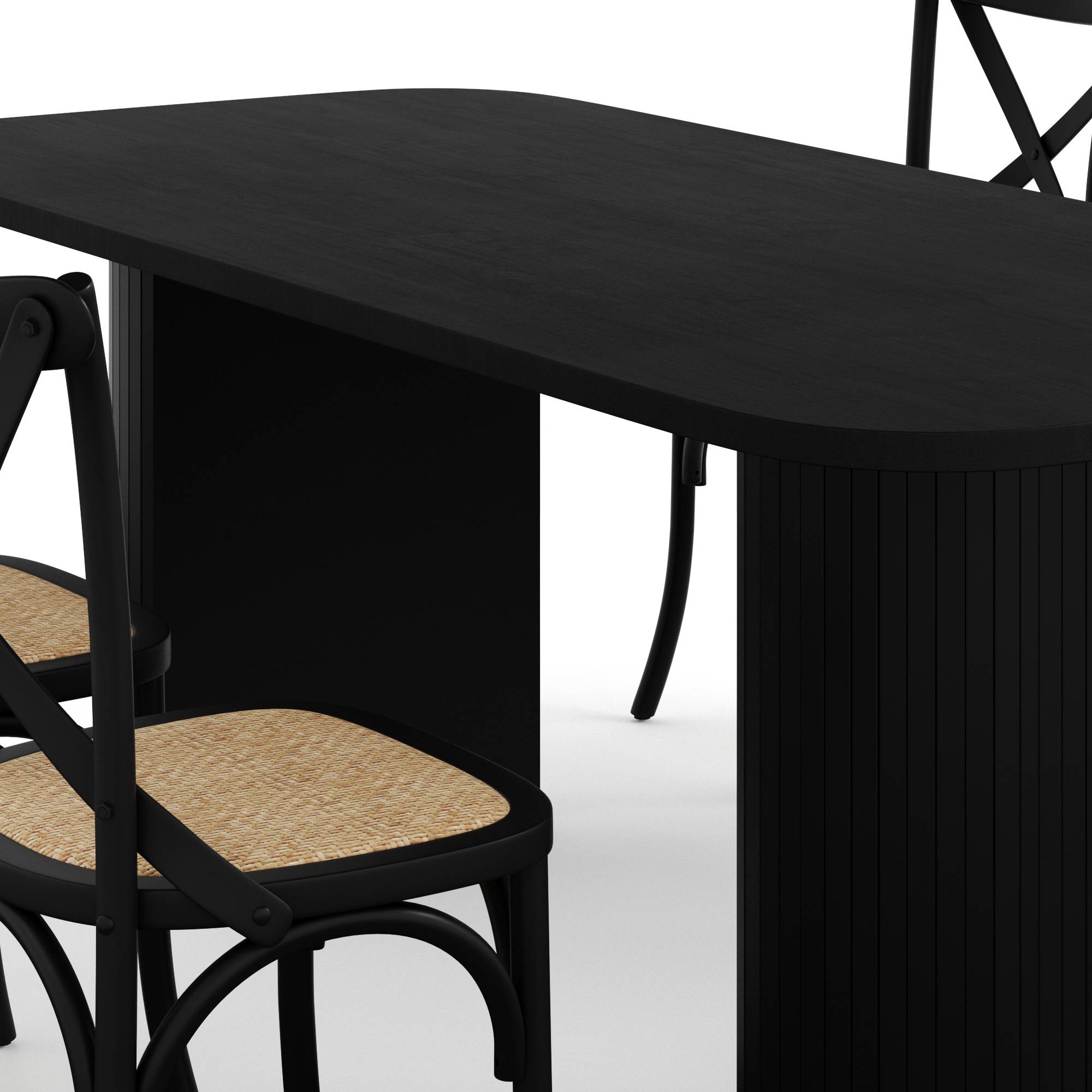 Matgrupp Bark Kopparbo Rektangulärt Matbord 200 cm med 6 Matstol Kalb