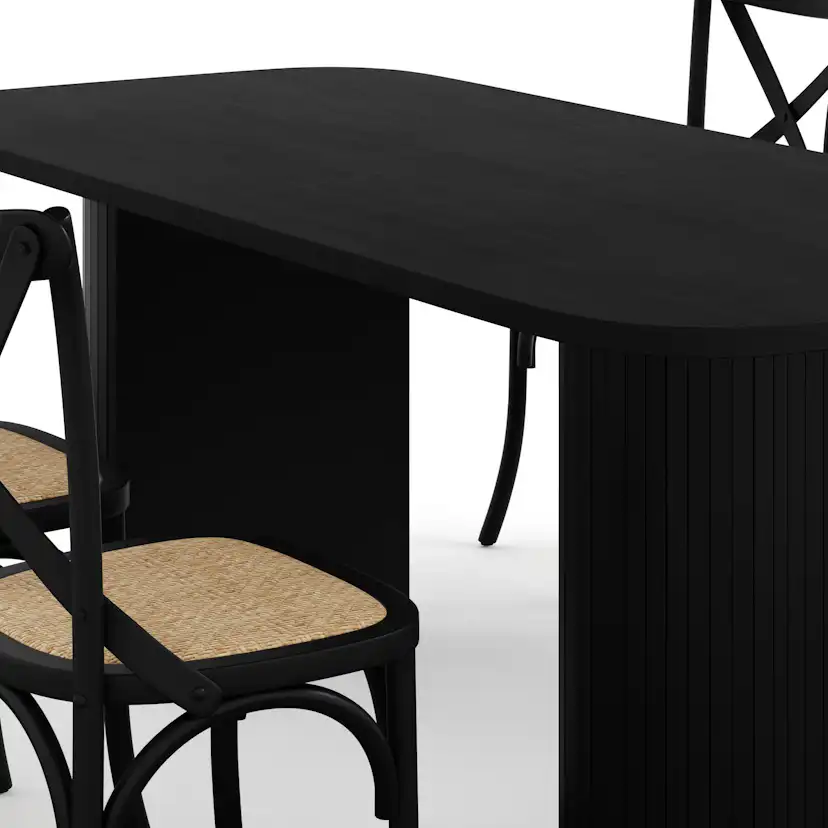 Matgrupp Bark Kopparbo Rektangulärt Matbord 200 cm med 6 Matstol Kalb