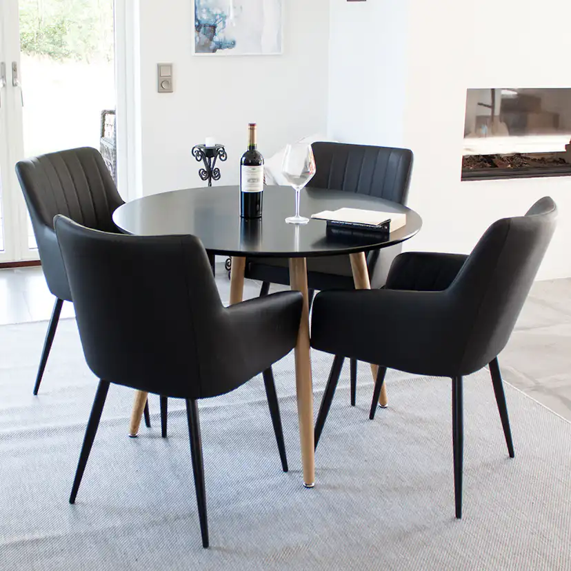 Matgrupp Venture Home Pelle Casper med 4 Stolar Ek Svart