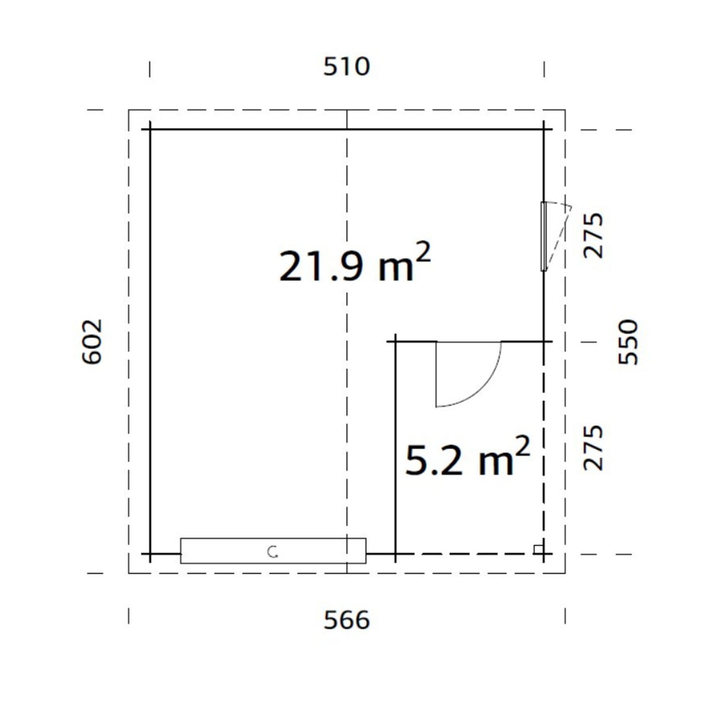 Roger 21,9+5,2 m2 with sectional door Grå dippad
