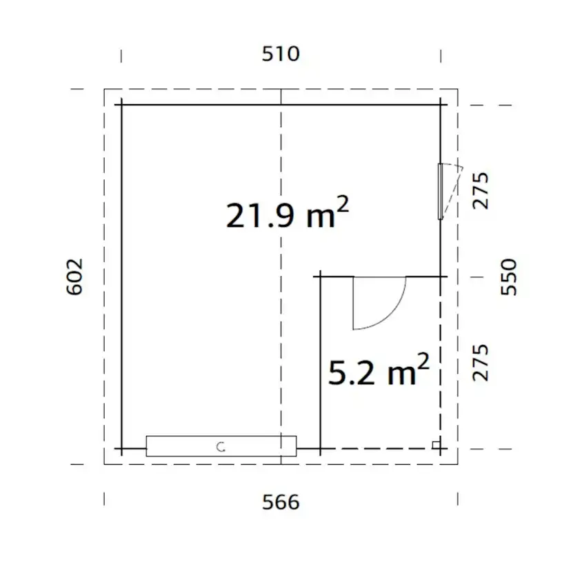 Roger 21,9+5,2 m2 with sectional door Grå dippad