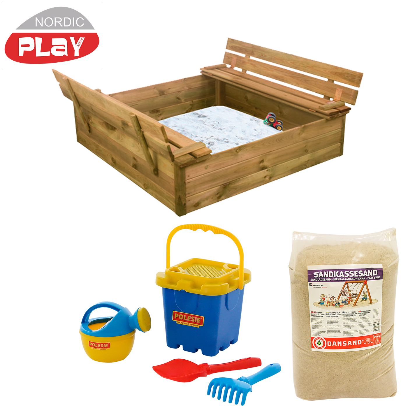 Sandlåda Nordic Play Vipplock och Bänk inkl Sand och Strandset