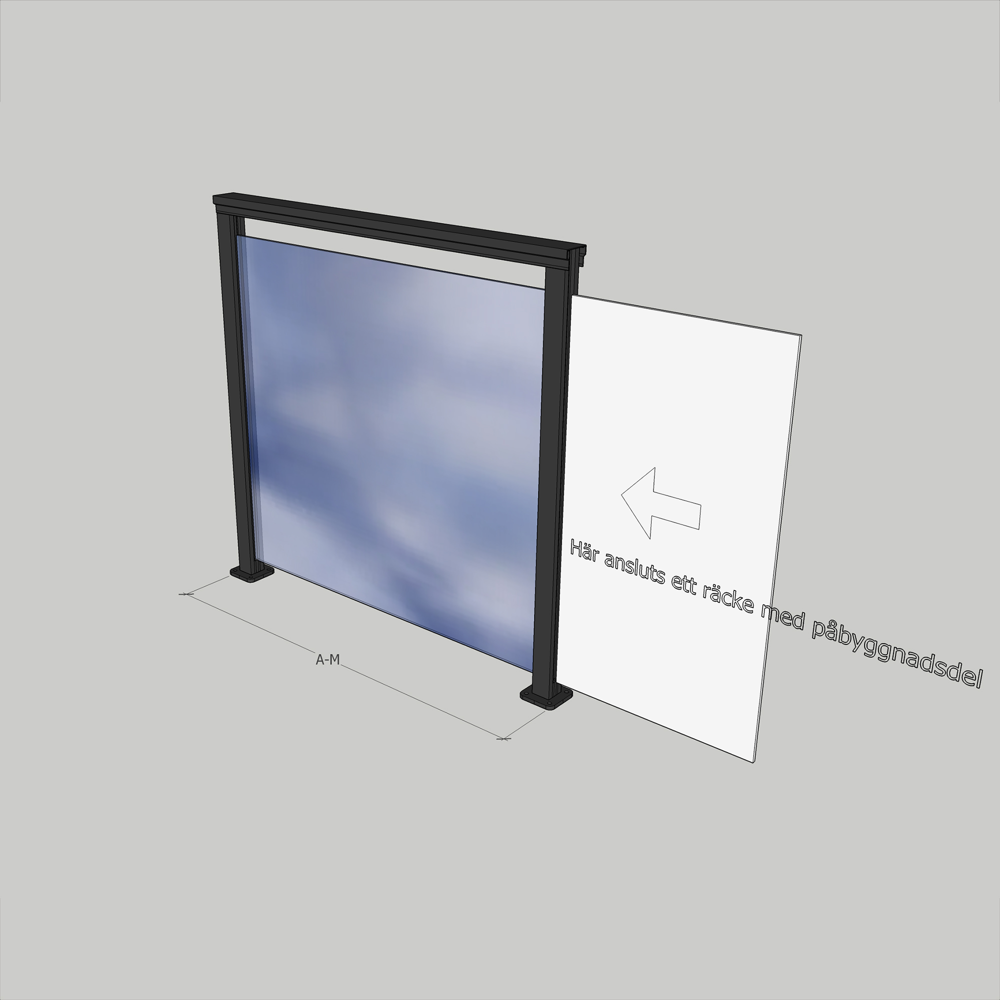 Alu. Grå Ovanpå 800 mm A-M 800x1100 mm Grå